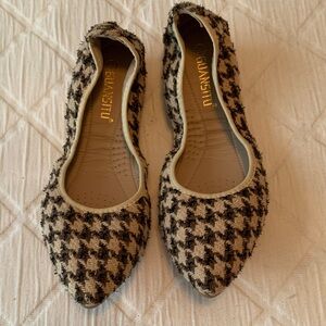 GUANSITU Brown and Cream Houndstooth Flats